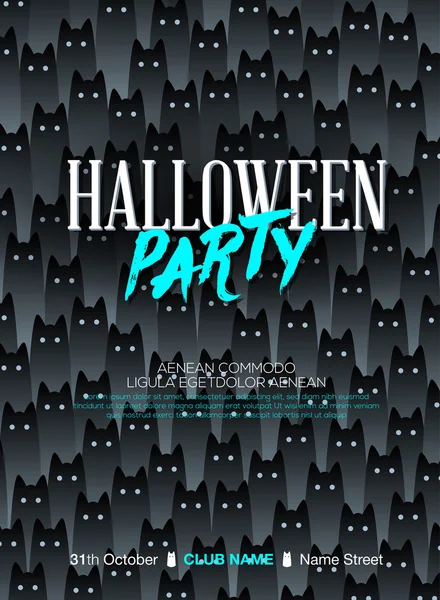 Halloween Party poster with cats. cats watching you. Vector illustration — Stock Vector