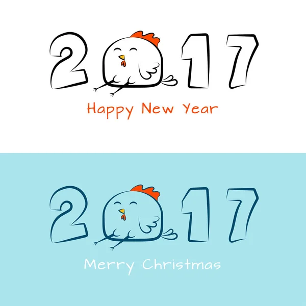 Banner de Año Nuevo con inscripción 2017 con gallo divertido. El diseño para el calendario de portada, las tarjetas nuevo año 2017. Año nuevo chino . — Vector de stock