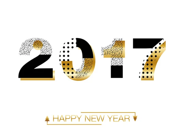 Oro brillo Año Nuevo 2017 texto en estilo moderno. Feliz Año Nuevo 2017. Vector Año Nuevo fondo — Vector de stock