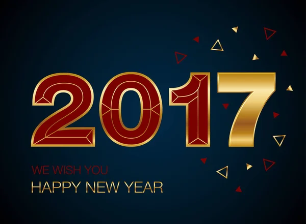 Oro brillo Año Nuevo 2017 texto en estilo moderno. Feliz Año Nuevo 2017. Vector Año Nuevo fondo — Vector de stock