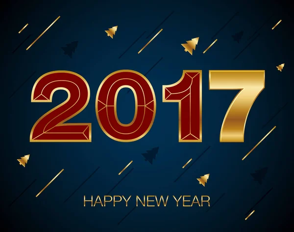 Oro brillo Año Nuevo 2017 texto en estilo moderno. Feliz Año Nuevo 2017. Vector Año Nuevo fondo — Vector de stock