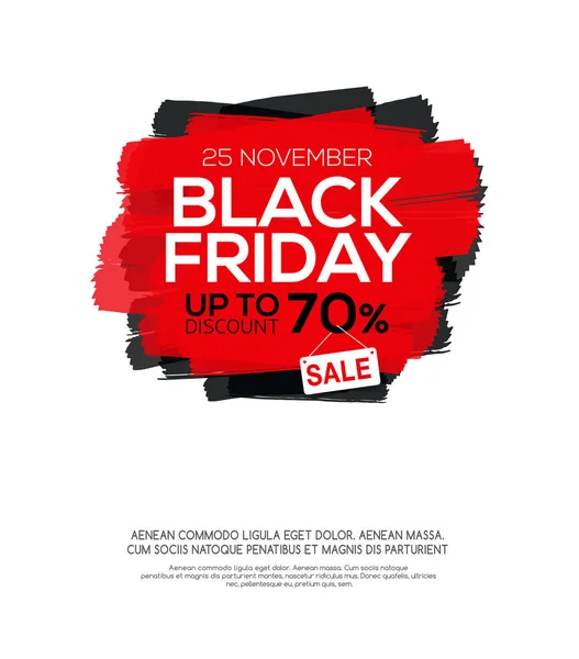 Black Friday venda inscrição em borrões de tinta abstrata. Black Friday modelo para o seu banner ou cartaz. Venda e desconto. Ilustração vetorial —  Vetores de Stock