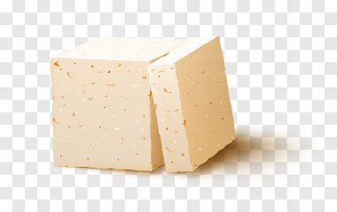 Tofu şeffaf arka plan üzerinde parçası. Tofu peyniri. vektör hisse senedi