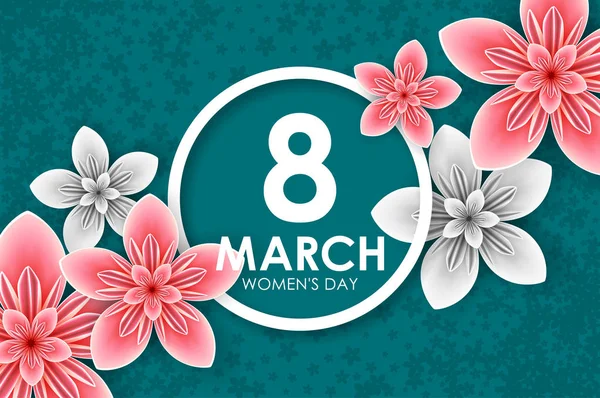 8 Μαρτίου διακοπών. Origami ευχετήρια κάρτα με λουλούδια εγγράφου. Happy Ημέρα της γυναίκας. Διάνυσμα eps10 — Διανυσματικό Αρχείο
