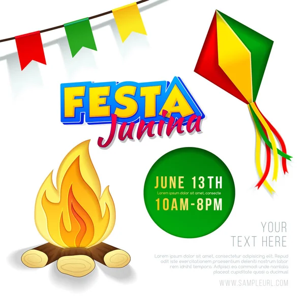 Festa junina υπόβαθρο. Διάνυσμα banner. Διακοπές της Λατινικής Αμερικής. Βραζιλία Φεστιβάλ — Διανυσματικό Αρχείο