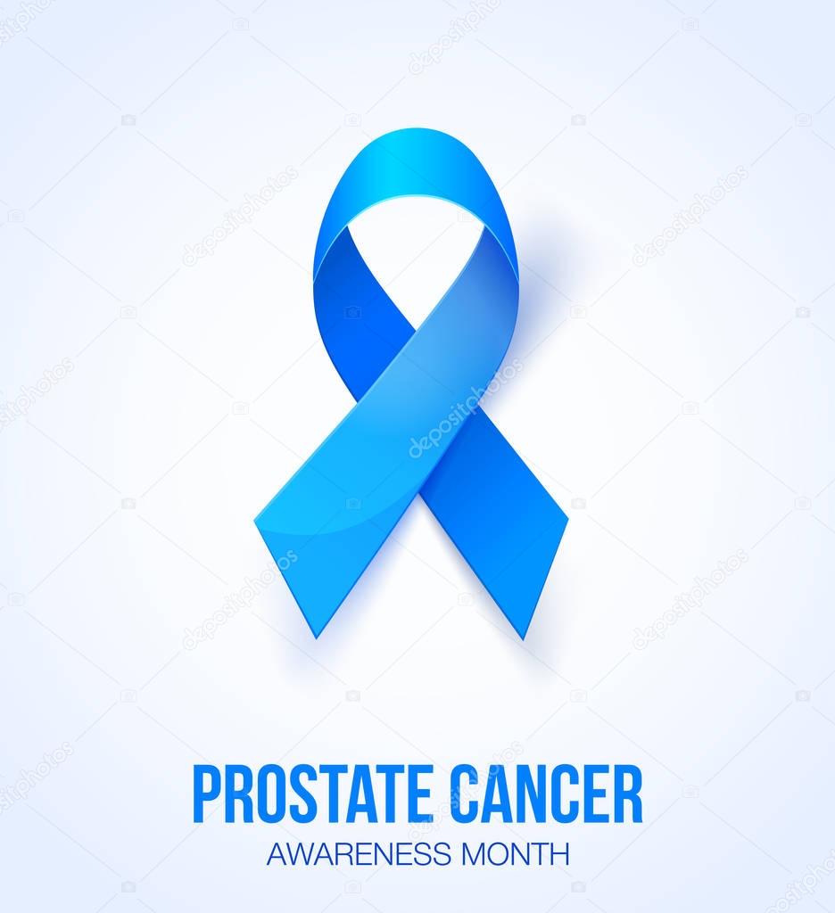 World Prostate Cancer Day concept. Awareness Blue Ribbon.  Vector Illustration. Childhood cancer awareness symbol
