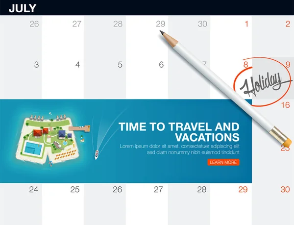 Felülnézete a sziget egy nadrág formájában. Kreatív koncepció utazás és vakáció banner. Nyaralás utazás. Utazás és a turizmus. kreatív utazási banner naptár. — Stock Vector