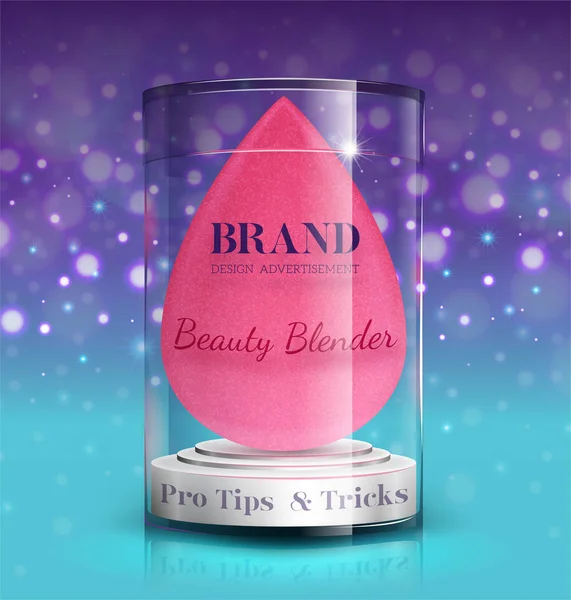 Vektör makyaj - sünger plastik kap içinde. Güzellik blender tasarım, satış veya reklam için. Vektör Eps 10