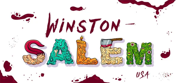 Salem için Banner olaylar perili. Salem Cadılar Bayramı. Vektör çizim