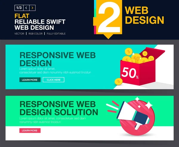 Slider web atau banner mendesain konsep untuk situs web Anda . - Stok Vektor