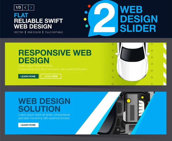 웹 슬라이더 또는 배너는 귀하의 웹사이트에 대 한 개념을 디자인. — 스톡 벡터