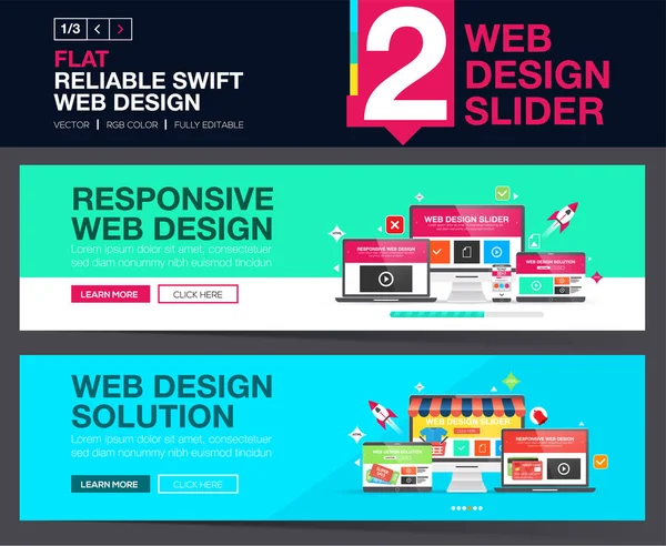 Web slider or banners design concepts for your Website. — Stock Vector