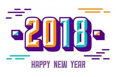 Vektör 2018 metin tasarım retro tarzı. sunumlar, el ilanları, takvimler, broşürler, kartpostallar ve posterler için. Vektör çizim