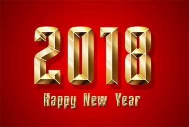 Vektör 2018 metin altın tasarım. sunumlar, el ilanları, takvimler, broşürler, kartpostallar ve posterler için. Vektör çizim