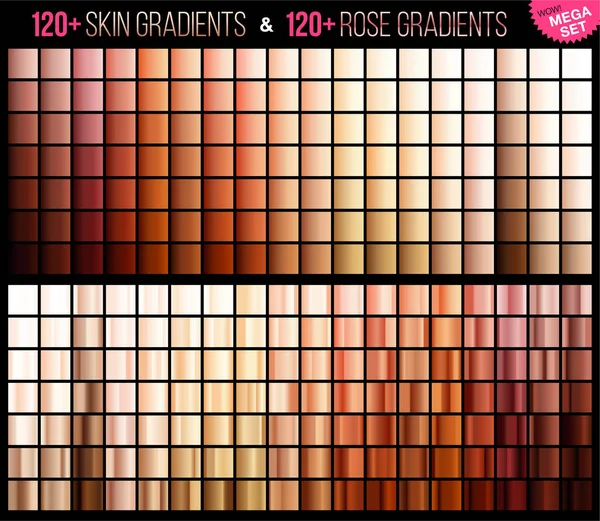 Vector mega set of Rose and skin gradient. Mega collection skin and rose gradient for fashion and beauty design. Vector illustration. — Stock Vector