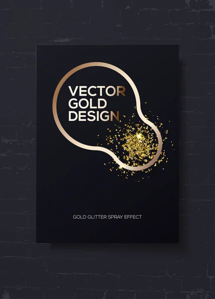 Trendy modern mockup design with golden sparks on black brick wall. Can used like business cards, invitations, gift cards, flyers and brochures. Vector stock — Stockvector
