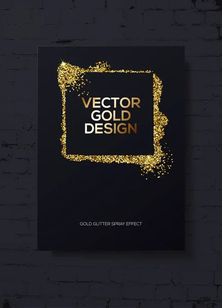 Trendy modern mockup design with golden sparks on black brick wall. Can used like business cards, invitations, gift cards, flyers and brochures. Vector stock — Stockvector