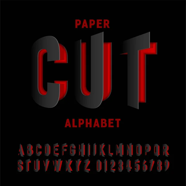 Black alphabet letters cut out from paper. paper cut alphabet set. Vector illustration — Stock Vector