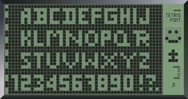Ретро тетріс шрифт. 8 біт букв і цифр. Старий піксель ігровий дизайн. Тетріс зробив алфавіту Abc. Векторні ілюстрації. — стоковий вектор