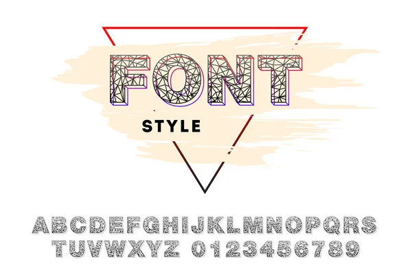 Modern vector triangular font. Futuristic polygonal typeface made of lines. Polygonal retro alphabet. Vector illustration — Stock Vector