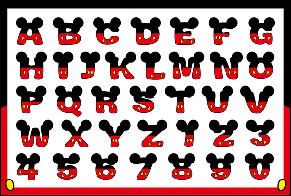 Cute Kids Alphabets Font Ears Looks Mouse Isolated English Letters — Stock Vector