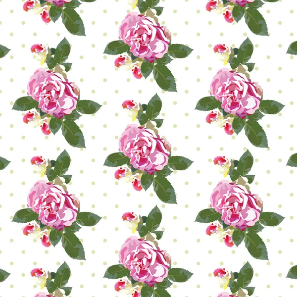 Aquarel Pink Rose veldboeket patroon — Stockvector