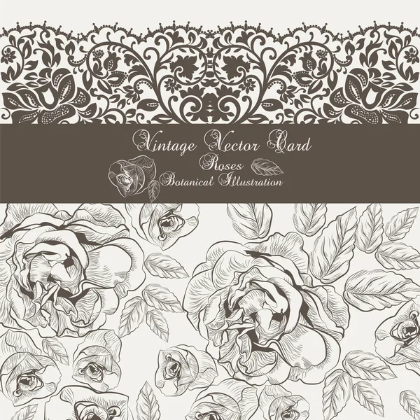 Vecteur Vintage Floral et dentelle Carte d'invitation — Image vectorielle