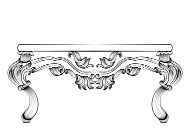 Zengin Barok tablo. Fransızca süsler oyma lüks mobilya dekore edilmiştir. Vektör Royal Victoria tarzı