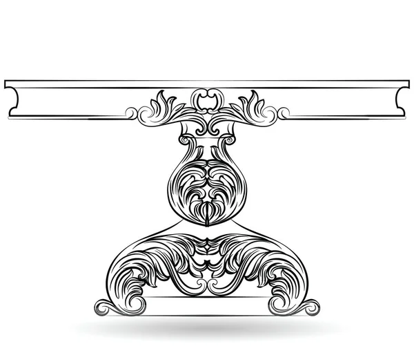 Gazdag barokk asztal faragott dísztárgy — Stock Vector