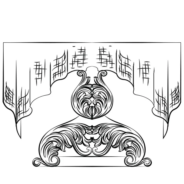 Стол в стиле барокко со скатертью — стоковый вектор