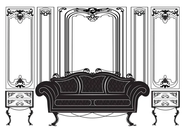 Conjunto de mobiliário estilo gótico vintage — Vetor de Stock