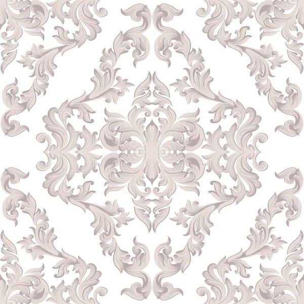 Vintage baroque damassé motif floral acanthe style impérial. Décor vectoriel fond. Ornement classique de luxe. Texture royale victorienne pour papiers peints, textiles, tissus. Couleur rose rose — Image vectorielle