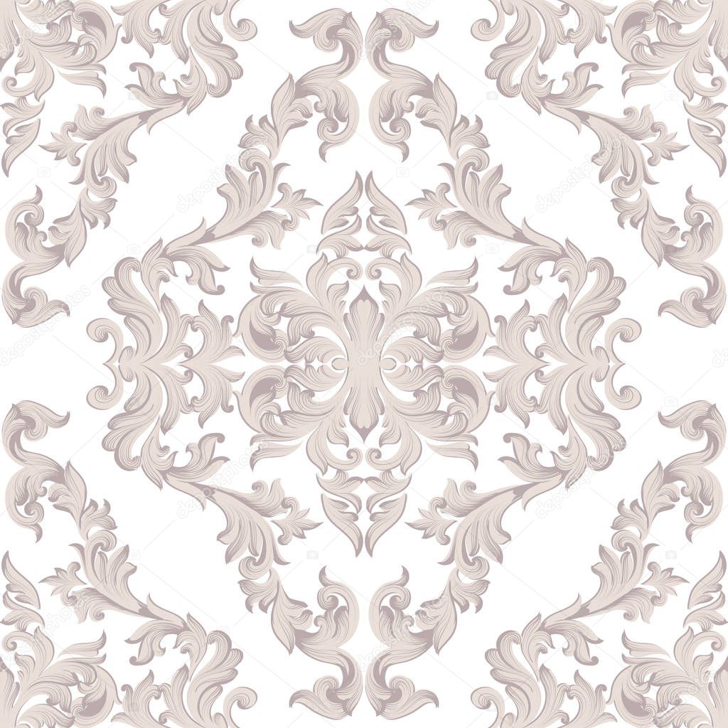 Vintage Baroque damask floral pattern acanthus Imperial style. Vector decor background. Luxury Classic ornament. Royal Victorian texture for wallpapers, textile, fabric. Rose pink color