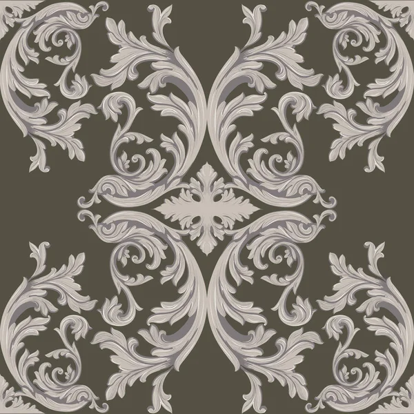 Vintage barokní damaškové květinový vzor akantovými imperiální styl. Vektorový pozadí výzdoba. Luxusní klasický ornament. Královská viktoriánská textura pro tapety, textil, tkaniny — Stockový vektor