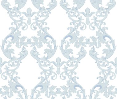 Vintage Baroque damask floral pattern acanthus Imperial style. Vector decor background. Luxury Classic ornament. Royal Victorian texture for wallpapers, textile, fabric. Blue color clipart