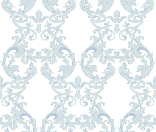 Vintage barroco damasco patrón floral acanto estilo imperial. Fondo de decoración vectorial. Adorno clásico de lujo. Textura victoriana real para fondos de pantalla, textil, tela. Color azul — Vector de stock