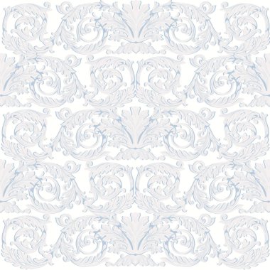 Vintage Barok damasko çiçek desenli acanthus imparatorluk tarzı. Vektör dekor arka plan. Lüks klasik süsleme. Royal Victoria doku duvar kağıdı, tekstil, kumaş. Mavi renk