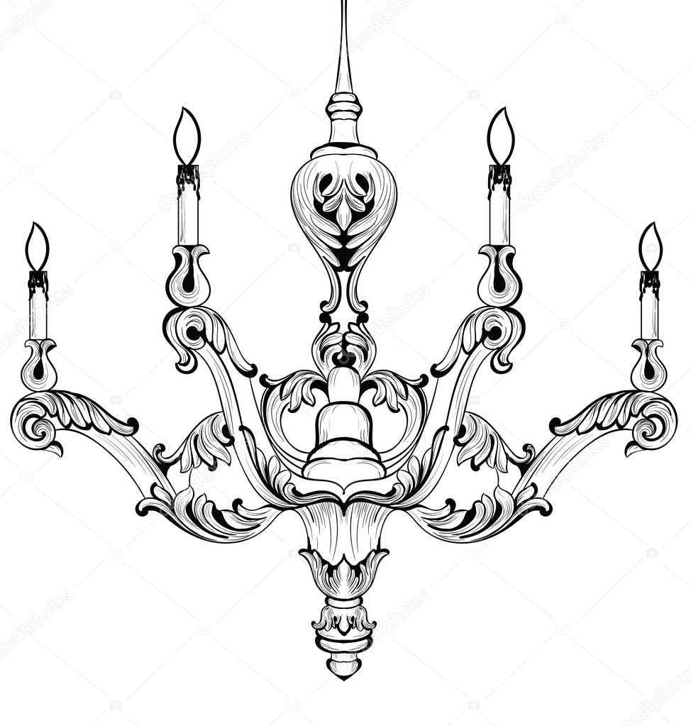 Vintage Baroque Elegant chandelier. Vector Luxury Royal Rich Style