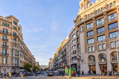 Şehir Merkezi - Plaza Katalonya Placa de Catalunya üzerinde 11 Kasım 2016 mimari Barcelona, İspanya