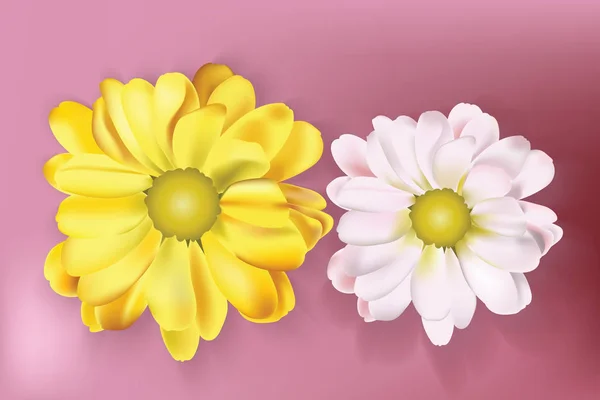 Bahar çiçek buket sarı ve beyaz arka plan kart. Düğün, doğum günü, yıldönümü için güzel kartpostal. Vektör çizim — Stok Vektör