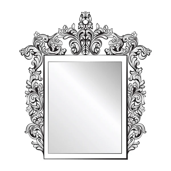 Cadre miroir baroque impérial. Vecteur français De luxe riches ornements complexes. Décor de style royal victorien — Image vectorielle