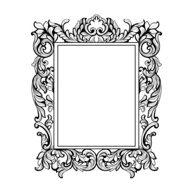 Vintage imparatorluk Barok ayna çerçevesi. Fransız lüks zengin karmaşık süs vektör. Royal Victoria tarzı dekor