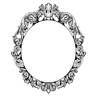 Vintage imparatorluk Barok ayna çerçevesi. Fransız lüks zengin karmaşık süs vektör. Royal Victoria tarzı dekor