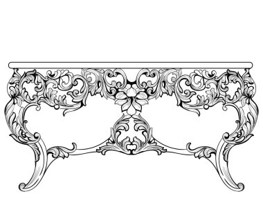 İmparatorluk Barok konsol tablo. Fransızca süsler oyma lüks masa mobilya dekore edilmiştir. Vektör Royal Victoria tarzı