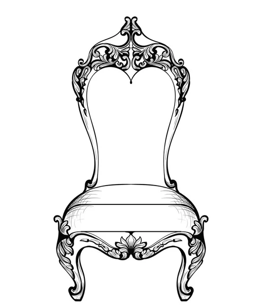 Imperial barok krzesło w luksusowe ozdoby. Wektor francuskim luksusowy bogaty skomplikowane struktury. Wiktoriański wystrój Royal — Wektor stockowy