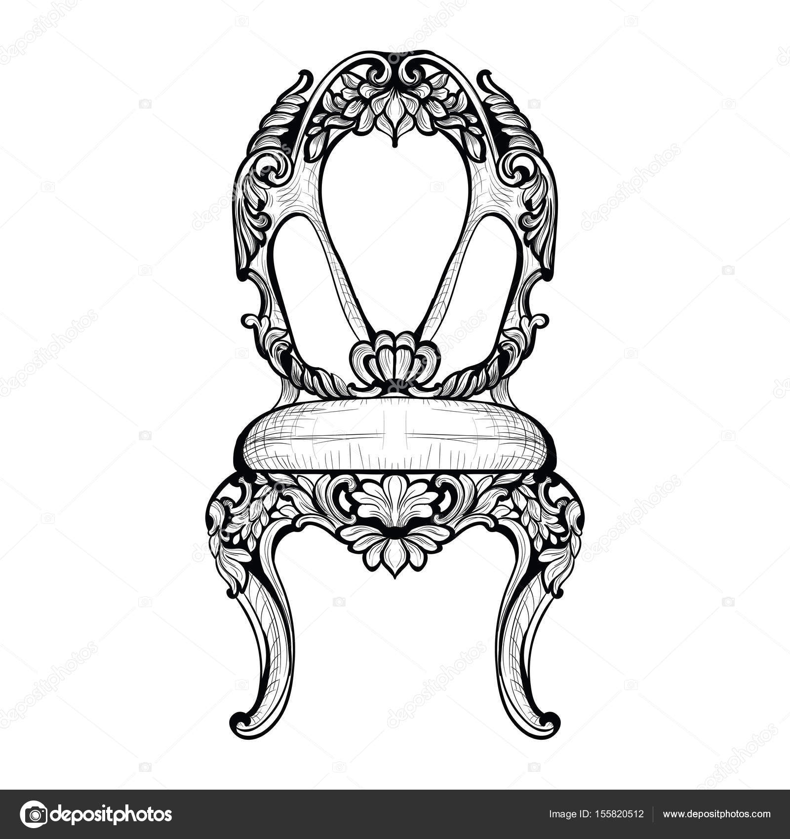 Chaise baroque impériale avec ornements luxueux. Vector French