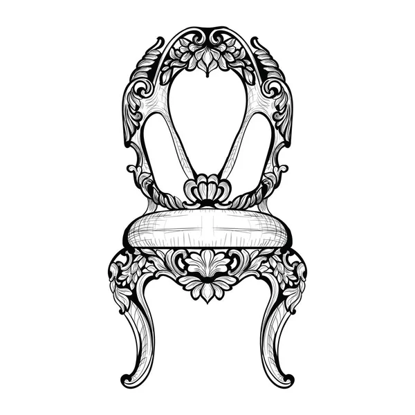 Imperial Baroque chair with luxurious ornaments. Vector French Luxury rich intricate structure. Victorian Royal Style decor — Stock Vector