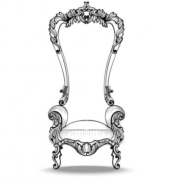 Klasik imparatorluk Barok koltuk lüks süslemeli. Fransız lüks zengin karmaşık yapısı vektör. Royal Victoria tarzı dekor