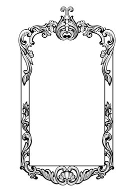 Vintage imparatorluk Barok ayna çerçevesi. Fransız lüks zengin karmaşık süs vektör. Royal Victoria tarzı dekor