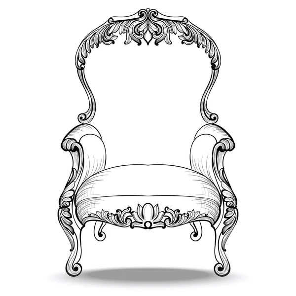 Klasik imparatorluk Barok koltuk lüks süslemeli. Fransız lüks zengin karmaşık yapısı vektör. Royal Victoria tarzı dekor